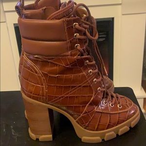 Michael Kors Ridley croc embossed leather Boots